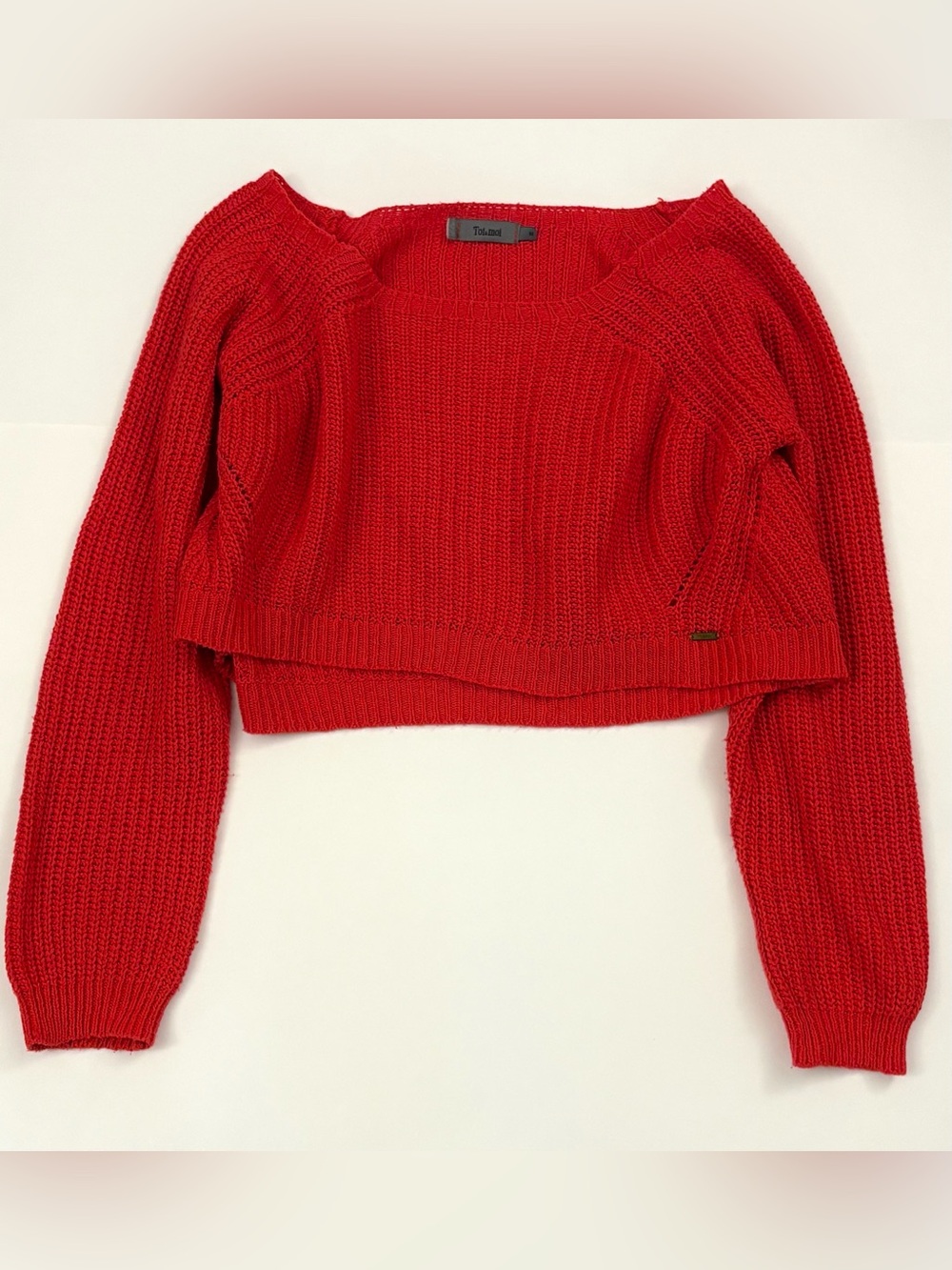 Red Cropped Knit Sweater Toi&moi M(medium)